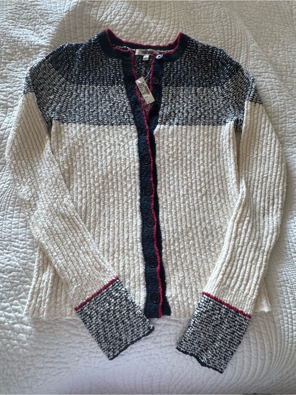 New! Madewell Striped Bouclé-Knit Cardigan - Picture 4 of 8